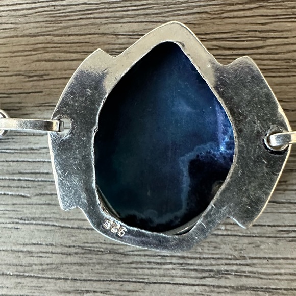 0191 Solar Agate Blue Topaz Handmade Bracelet Silver Gemstone Jewelry - Picture 8 of 11